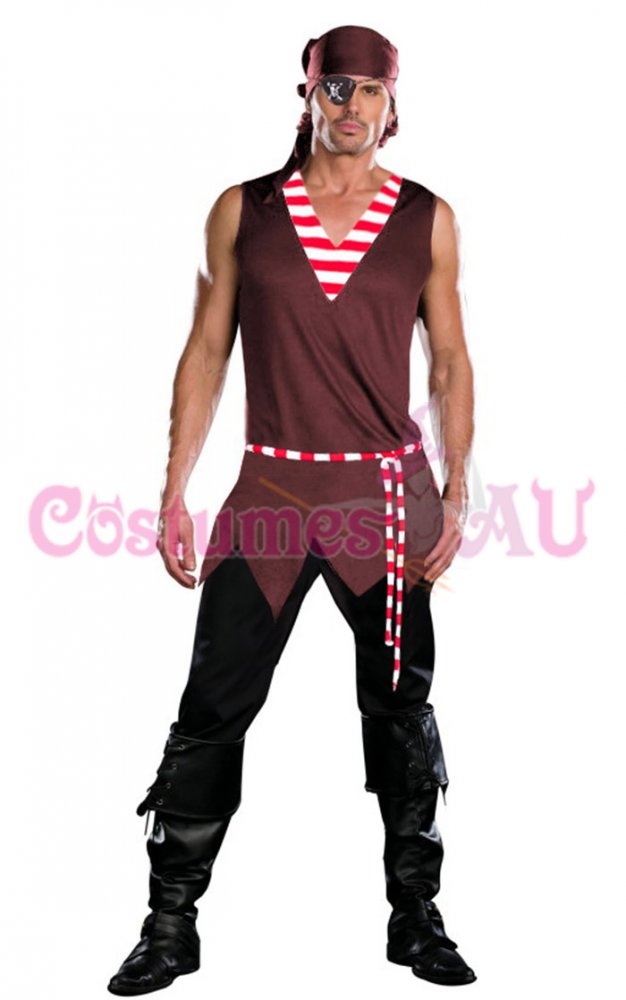 Mens Buccaneer Pirate Man Halloween Costume Fancy Dress Party Dress Outfit