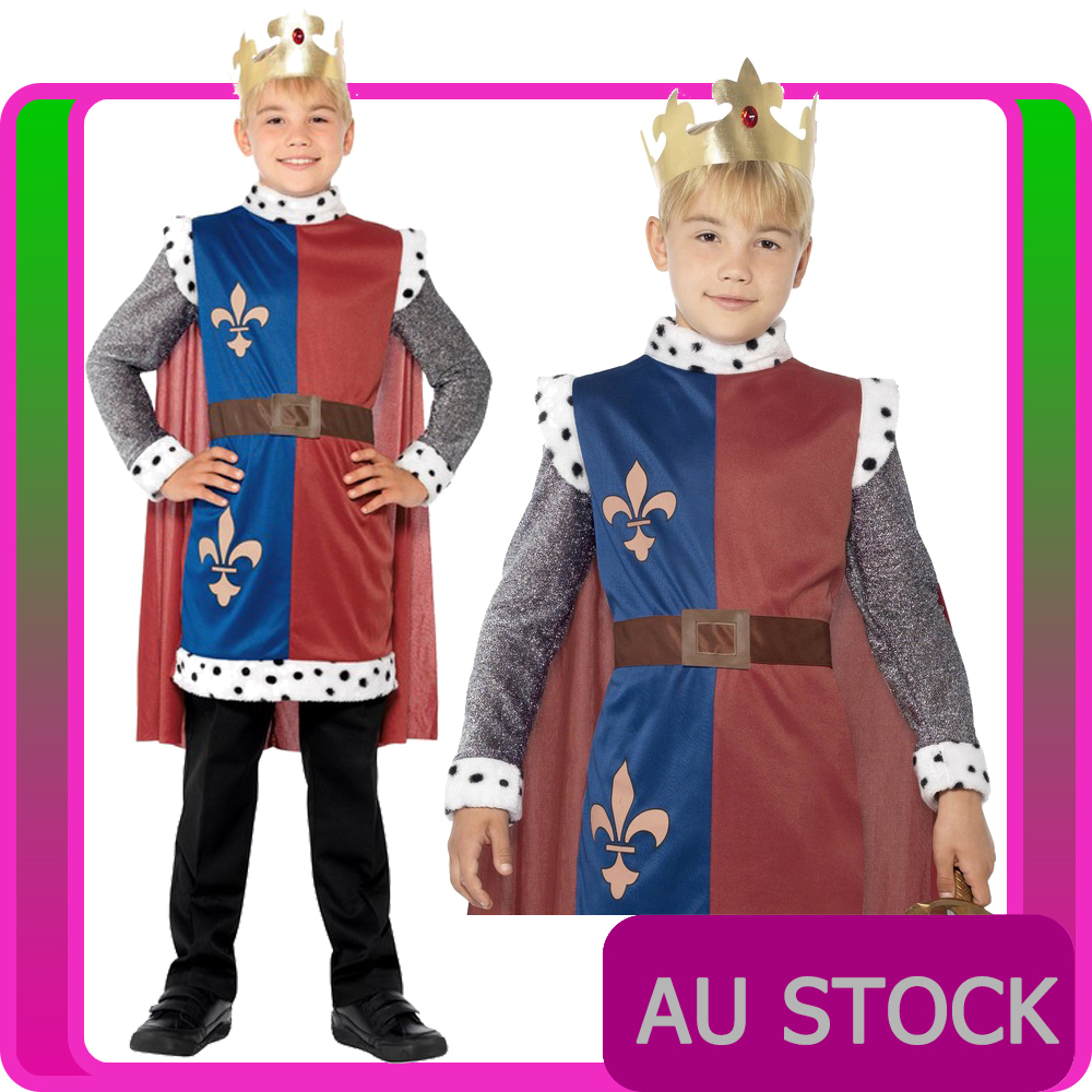 Kids King Arthur Costume Boys Prince Medieval Knight Historical Book Week T...