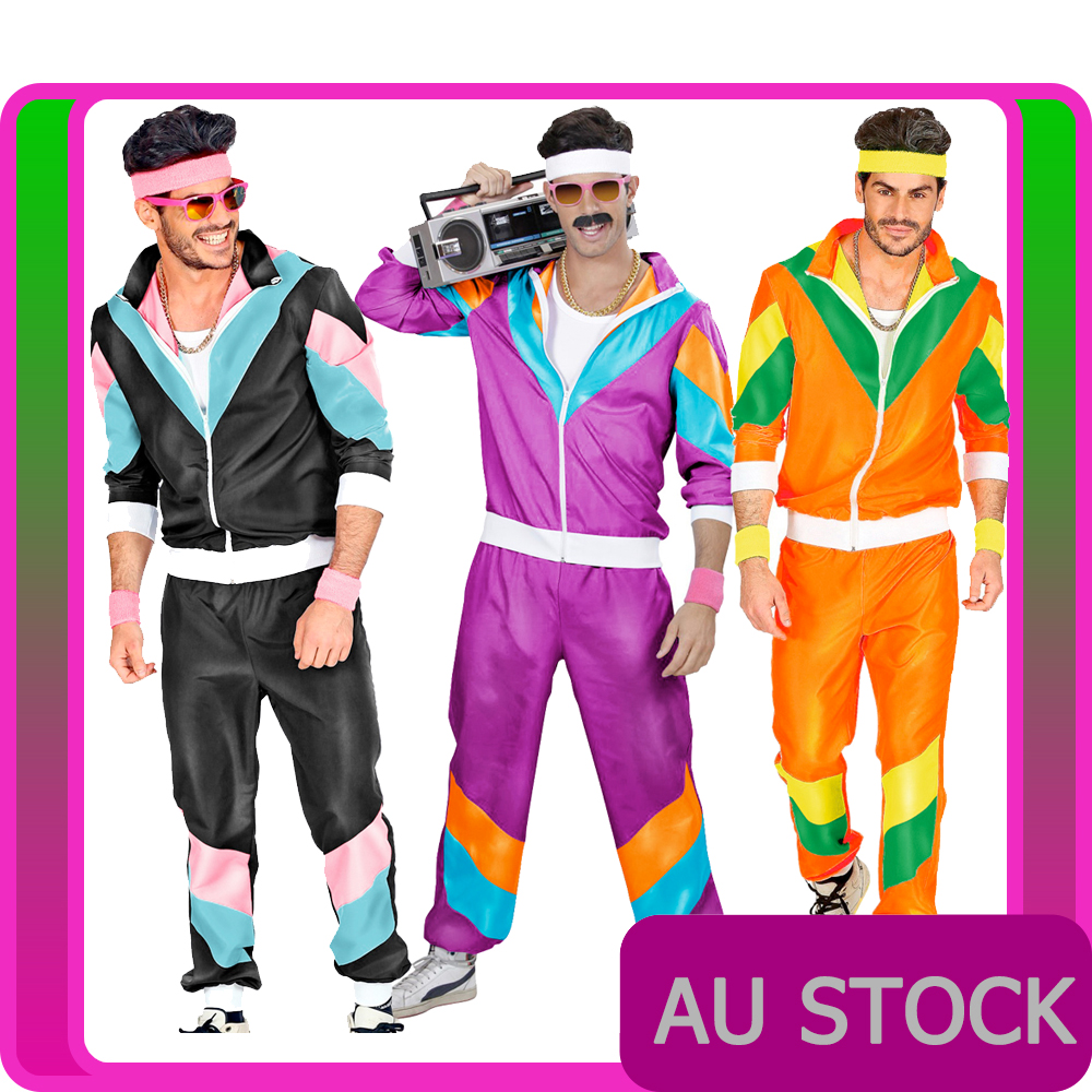 Mens Retro Neon 80s Height Fashion Scouser Tracksuit 1980s Shell Suit ...