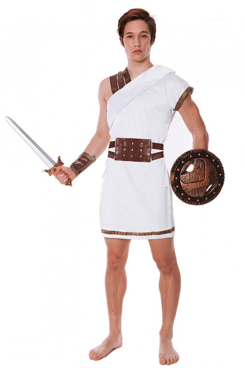 Mens Adult Roman Soldier Warrior Toga Gladiator Fancy Dress Costume Outfit 