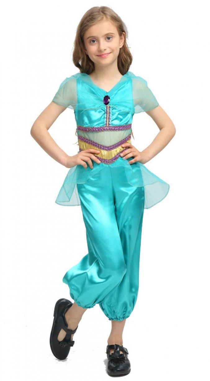 Girls Arabian Princess Costume Jasmin Aladdin Genie Fancy Dress Book Week Kids 