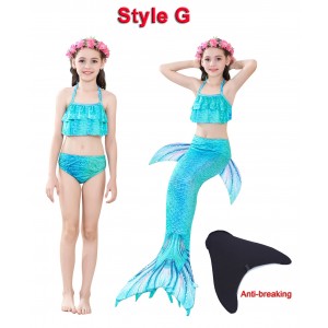 RAISEVERN Girls Boys Mermaid Tail Swimsuit Kids Princess Bathing Suit Theme Party Cosplay Mermaid Tales for 3-10T 