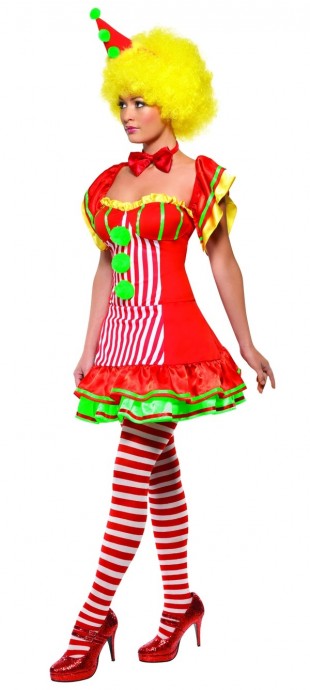 Ladies Boo Boo the Clown Costume Adult Circus Fancy Dress Women Hen Party Outfit