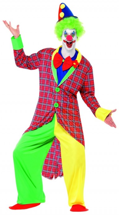 Mens La Circus Deluxe Clown Costume Adults Circus Fancy Dress Stag Party Outfit
