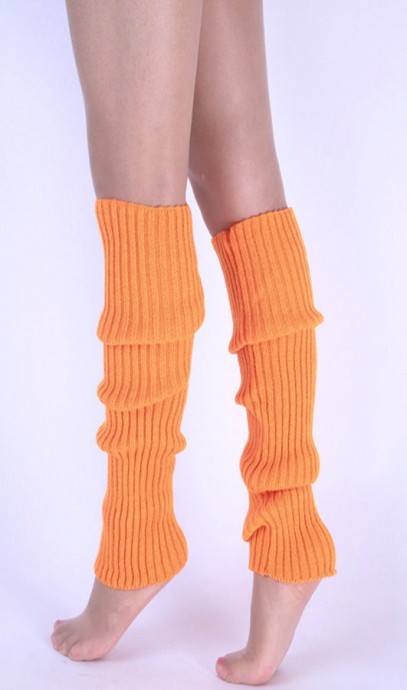 Orange Licensed Womens Pair of Party Legwarmers Knitted Dance 80s Costume Leg Warmers