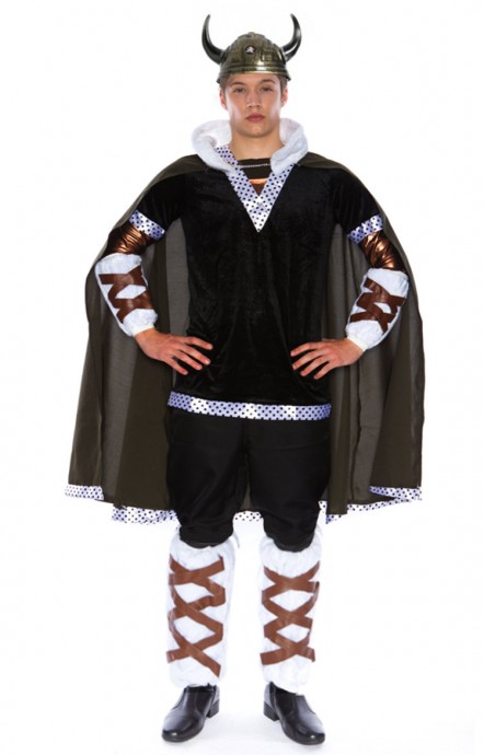Viking Costumes - Mens Viking King Battle Warrior Mens Adult Fancy Dress Halloween Costume