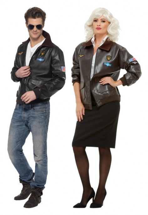 Mens Air Force Bomber Jacket Costume Military Fighter Pilot Top Gun Party Outfit