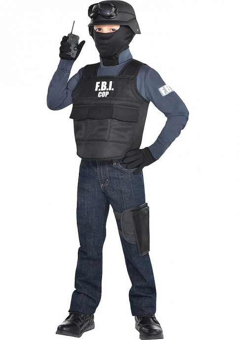 Kids Unisex FBI Police Officer Costume tt3254
