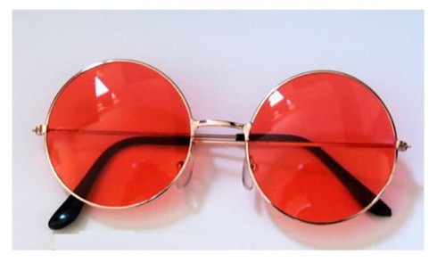 Watermelon Red Glasses 1980s Round Frame