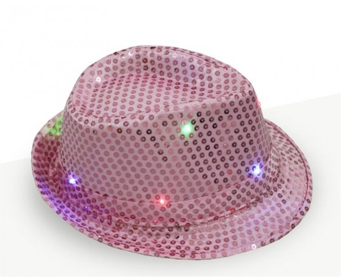 Adults LED Light Up Flashing Sequin Costume Party Night Cap Disco Hip-hop Trilby Fedora Hat