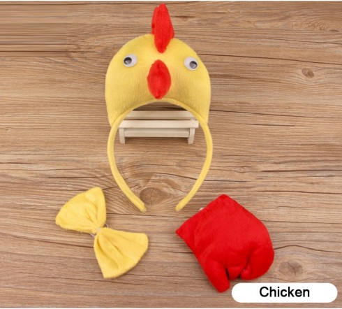 Chicken Headband Bow Tail Set Kids Animal Farm Zoo Party Performance Headpiece 