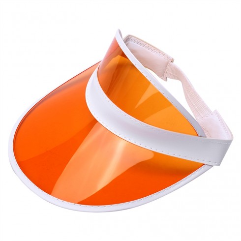 Orange Unisex Sun Visor Cap Golf Fancy Dress Colour Stretch Poker 80's Rave Headband