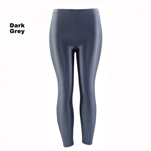 Dark Grey 80s Shiny Neon Costume Leggings Stretch Fluro Metallic Pants Gym Yoga Dance