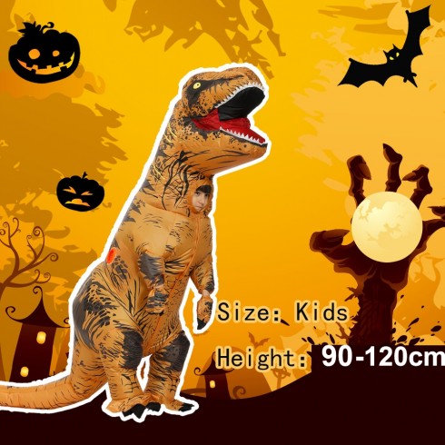 Brown Kids T-Rex Blow up Dinosaur Inflatable Costume