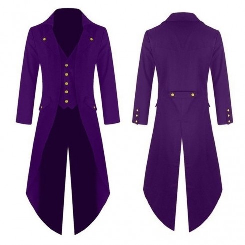 Purple Mens Steampunk Coat Ringmaster Costume
