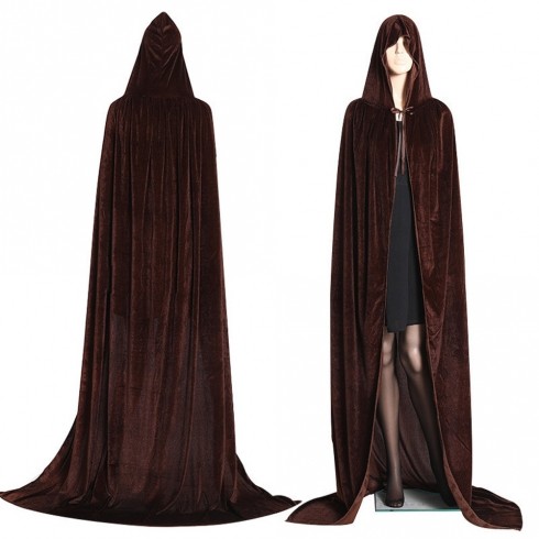 Coffee Adult Hooded Cloak Cape Wizard Costume
