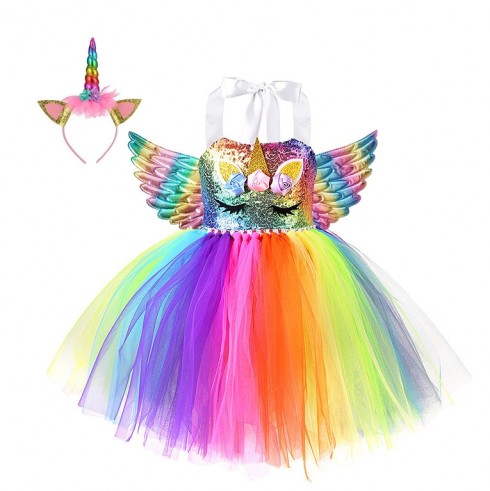 Girls Rainbow Unicorn Tulle Tutu Dress tt3158