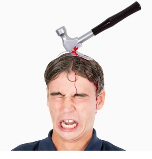 Zombie Kitchen Hammer Through Head Accessory cl3728