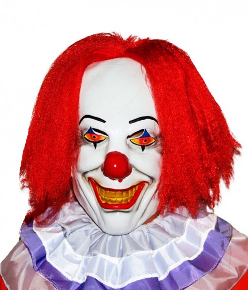 Halloween Scary Evil 3/4 Latex Foam Clown Mask with Hair collar