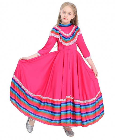 Pink Kids Spanish Flamenco Costume lp1042pink