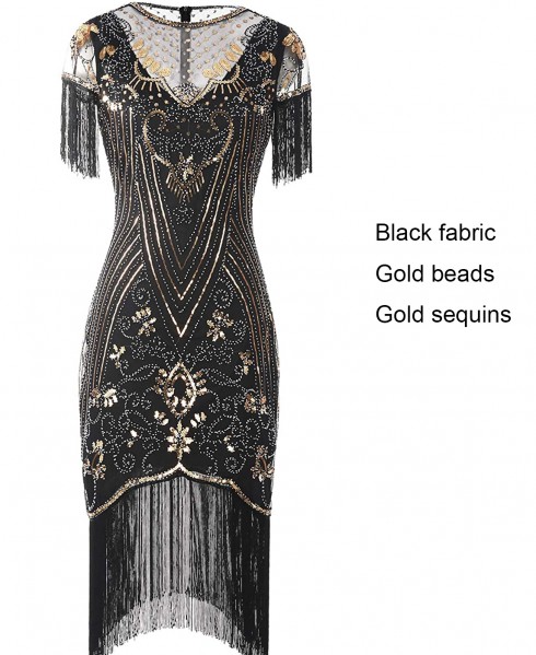 Black 1920s Flapper Fancy Dress Costume lx1049-3