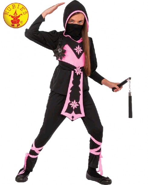 Kids Ninja Assassin Pink Warrior Costume Girl Japanese Deadly Halloween