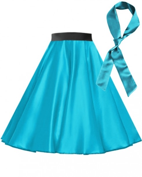 Aqua Blue Satin 1950's 50s skirt
