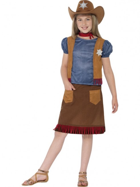 Girls Kids Western Belle Cowgirl Costume Sheriff American Wild West Fancy Dress Outfit 