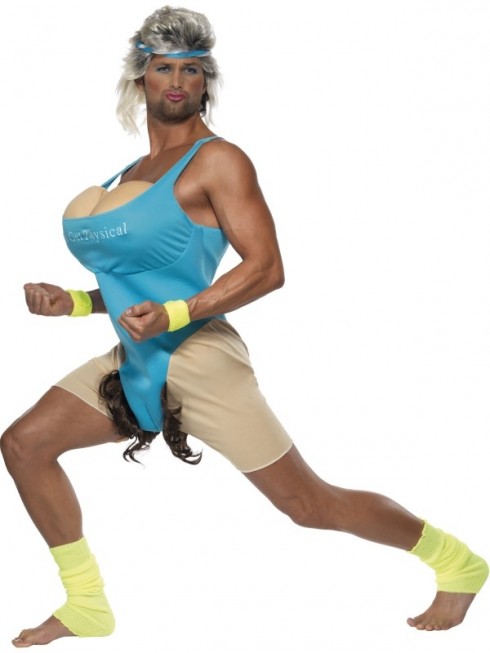 Funny Lets Get Physical Gym Work Out Mens Funny Humour Party Fancy Dress Costume