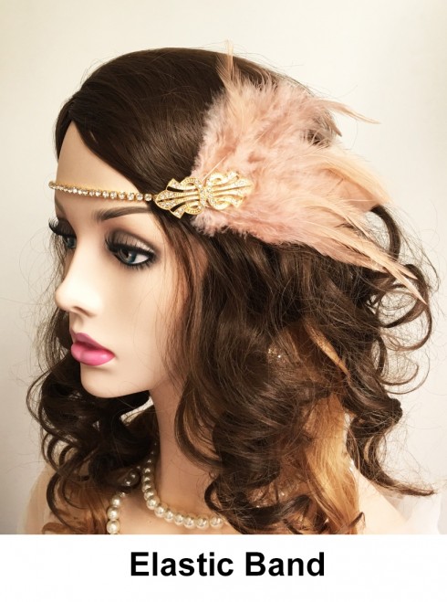 Ladies 20s Headpiece in Apricot color  lx0253