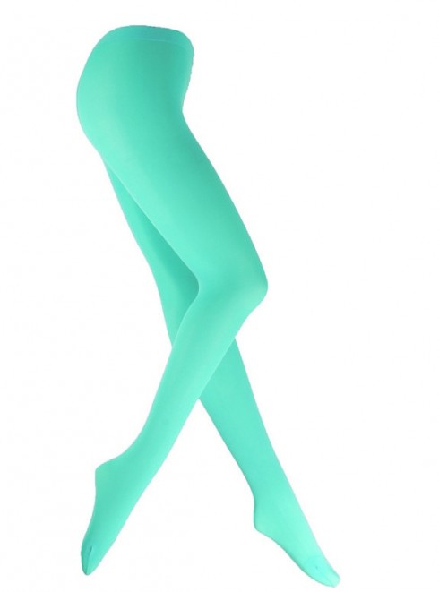 Light Green 80s 70s Disco Opaque Womens Pantyhose Stockings Hosiery Tights 80 Denier tt1067-8
