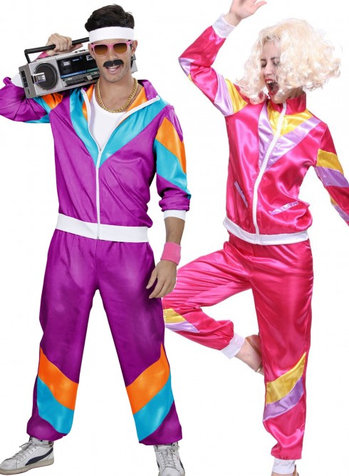 Couple 80s Shell Suit Purple Pink Tracksuit Costume - 80's Costume ...