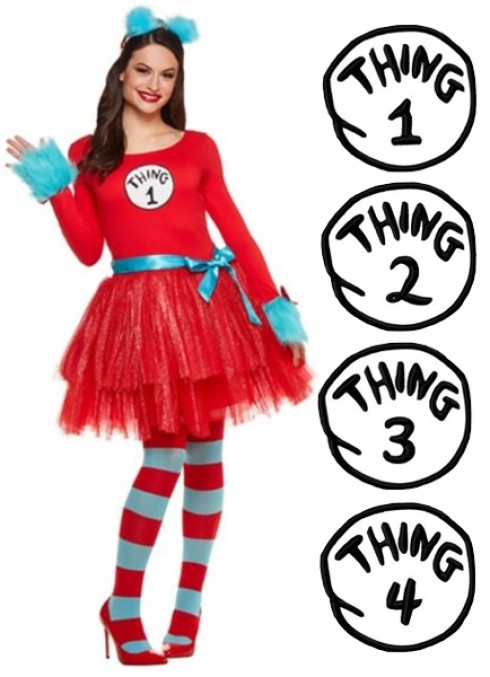 Ladies Dr Seuss Cat In The Hat Thing Costume set pp1024