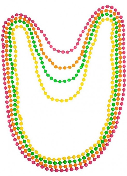 Beaded Necklace Neon Assorted Retro Bead Rave 80s Disco Costume Accessory