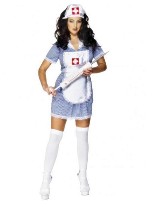 Deluxe Ladies Nurse Set Red & White  Womens Hen Party Halloween Costume 