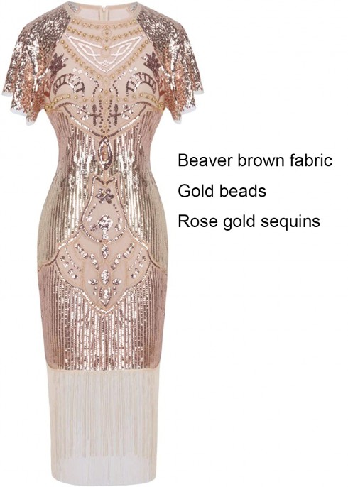 Beaver Brown 20s Gatsby Fancy Dress Costume lx1055-5