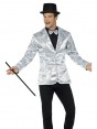 Mens Tuxedo Suit Gentleman Sequin Jacket Silver Charleston 40s Dance Coats Blazers Costume