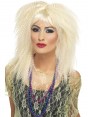 Blonde 80's Trademark Crimp Costume Wig Fringed Wild Child Rock Disco Diva