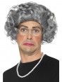 Granny Old Lady Grandma Grey Hair Wig Grandmother Wig Pearls Glasses Costume Kit Costume Accessory