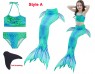 Kids Mermaid Tail With Monofin Bikini Swimsuit Costume tt2024-9