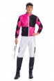 Full Set Hot Pink Black Jockey Horse Racing Rider Mens Uniform Fancy Dress Costume Outfit Hat