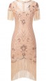 Rose Gold 1920s Flapper Fancy Dress Costume lx1049-1
