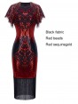 Black and Red 1920s Flapper Fancy Dress Costume lx1055