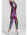 1980s 1990s 80s Neon Rainbow Leggings Disco Fluro Metallic Costume Pants Madonna Cyndi Lauper
