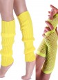 Coobey 80s Neon  Fishnet Gloves  Leg Warmers accessory set Yellow