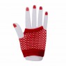 Red Fishnet Gloves Fingerless Wrist Length 70s 80s Women's Neon Party Dance 