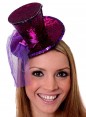 PURPLE Fever Mini Top Hat on headband Ladies Mini Glitter Top Hat