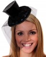 Black Fever Mini Top Hat on headband Ladies Mini Glitter Top Hat