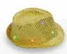 Kids LED Light Up Flashing Sequin Costume Party Night Cap Disco Hip-hop Trilby Fedora Hat