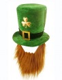 PLUSH LEPRECHAUN HAT WITH BEARD ST PATRICKS DAY NOVELTY irish green COSTUME ACCESSORY